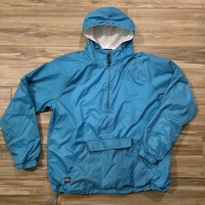 Charles River Aqua Pull Over Windbreaker Jacket Women's With Hood Small